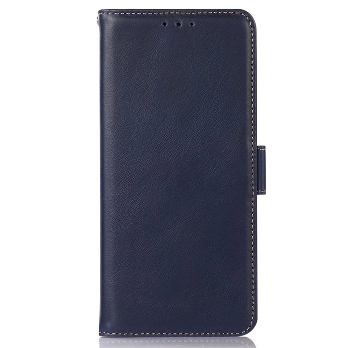 For OnePlus 15 5G Case RFID Blocking Genuine Cow Leather Wallet Phone Cover - Blue - 7