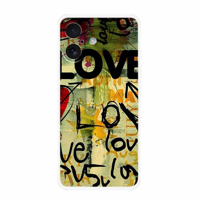 For iPhone 17 Case TPU Pattern Printed Shockproof Phone Cover - Love - 1