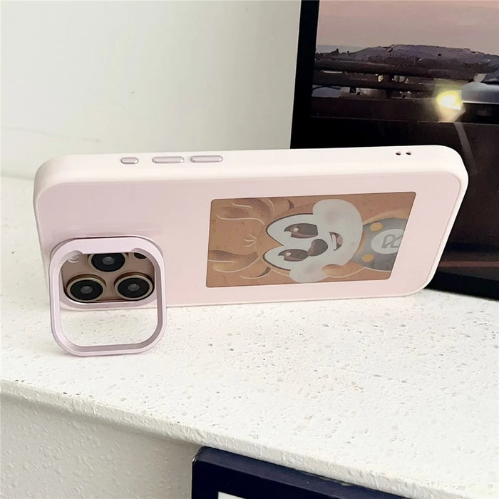 For iPhone 14 Pro Max Smart E-Ink Magnetic Case Lens Kickstand 4 Color HD 4 inch Display NFC DIY Customized Screen - Pink - 4