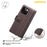 AMORUS For iPhone 14 Stand Cases Calf Texture Genuine Split Leather Wallet Phone Cover - Brown - 4