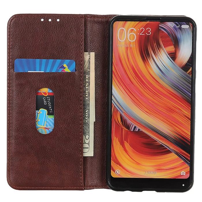 For OnePlus 15 5G Stand Case Split Leather Litchi Texture Wallet Phone Cover - Brown - 2