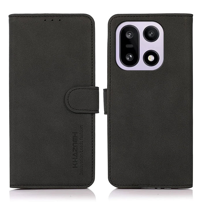 KHAZNEH For OnePlus 15 5G Case Anti Scratch PU Leather Wallet Stand Phone Cover - Black - 1