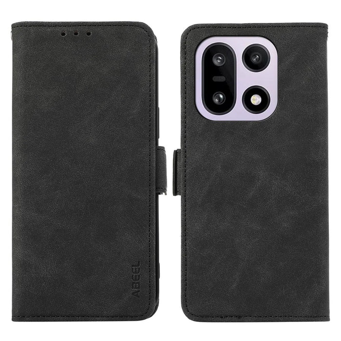 ABEEL For OnePlus 15 5G Case PU Leather Folio Stand View RFID Blocking Phone Cover - Black - 1