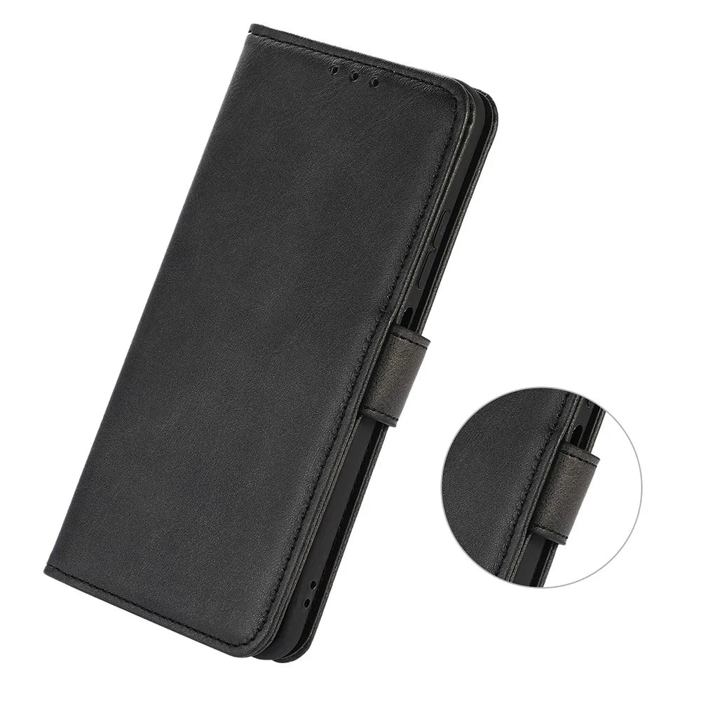 For OnePlus 15 5G Case Cowhide Texture Leather Wallet Phone Cover with Stand - Black - 4