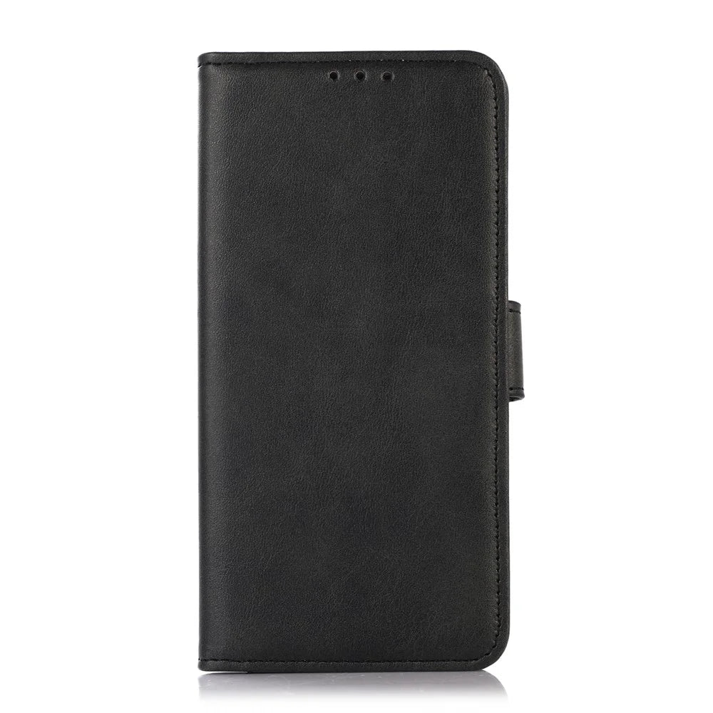 For OnePlus 15 5G Case Cowhide Texture Leather Wallet Phone Cover with Stand - Black - 7