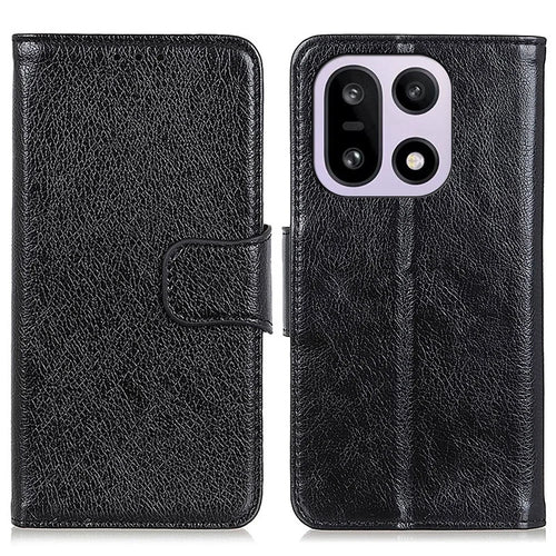 For OnePlus 15 5G Case Nappa Texture Split Leather Wallet Phone Cover - Black - 1
