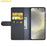 AMORUS For Samsung Galaxy S24 FE Stand Cases Calf Texture Genuine Split Leather Wallet Phone Cover - Black - 2