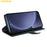 AMORUS For Samsung Galaxy S25+ Stand Cases Calf Texture Genuine Split Leather Wallet Phone Cover - Black - 3
