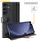 AMORUS For Samsung Galaxy S25+ Stand Cases Calf Texture Genuine Split Leather Wallet Phone Cover - Black - 6