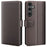 AMORUS For Samsung Galaxy A34 5G Stand Cases Calf Texture Genuine Split Leather Wallet Phone Cover - Brown - 1