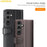 AMORUS For Samsung Galaxy A34 5G Stand Cases Calf Texture Genuine Split Leather Wallet Phone Cover - Brown - 6