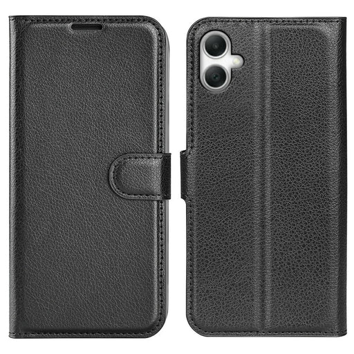 AMORUS For Samsung Galaxy A08 5G / A08 4G / A07 4G / F07 4G / M07 4G Wallet Case Litchi Texture Shockproof Leather Flip Stand Phone Cover - Black - 1
