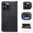 SUTENI Wallet Stand Phone Case for iPhone 14 Pro Max, Anti-scratch PU Leather Magnetic Closure Inner TPU Cover - Black - 7