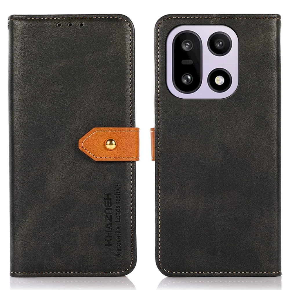 KHAZNEH For OnePlus 15 5G Wallet Phone Case Stand Leather Flip Cover - Black - 1