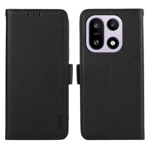 ABEEL For OnePlus 15 5G Case Litchi Texture Leather RFID Blocking Phone Cover - Black - 1