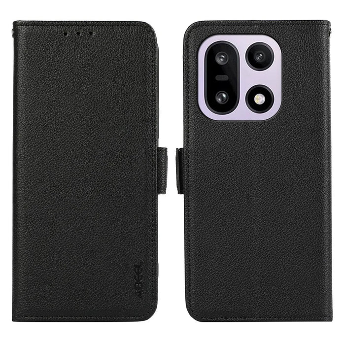 ABEEL For OnePlus 15 5G Case Litchi Texture Leather RFID Blocking Phone Cover - Black - 1