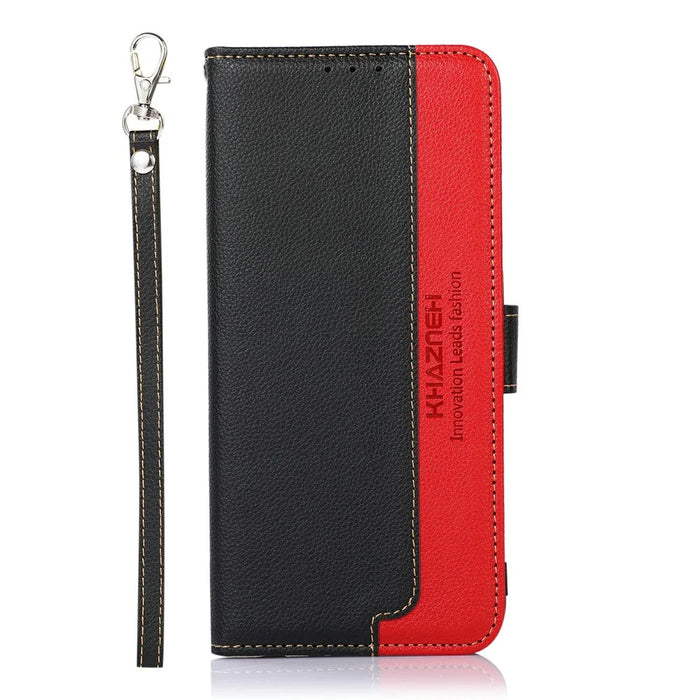 KHAZNEH For OnePlus 15 5G Case RFID Blocking Wallet Litchi Texture PU Leather Phone Cover with Strap - Black - 6