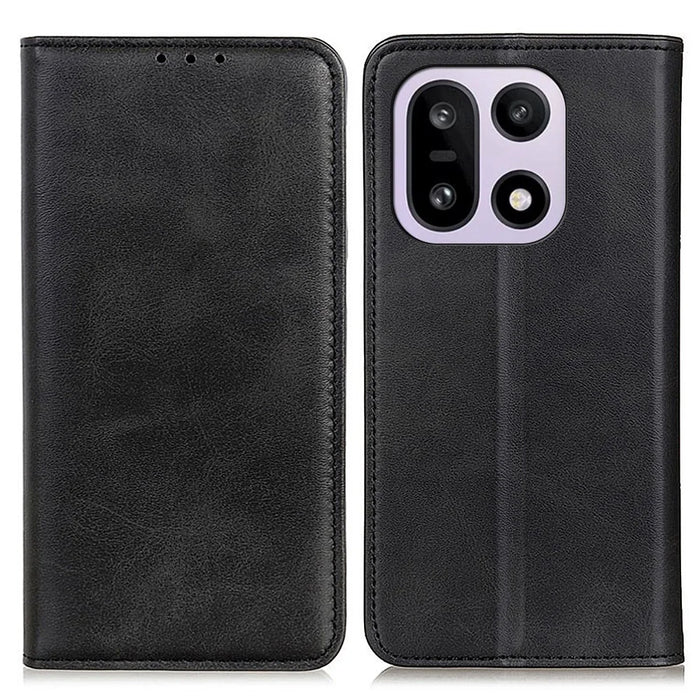 For OnePlus 15 5G Case Split Leather Flip Wallet Phone Cover - Black - 1