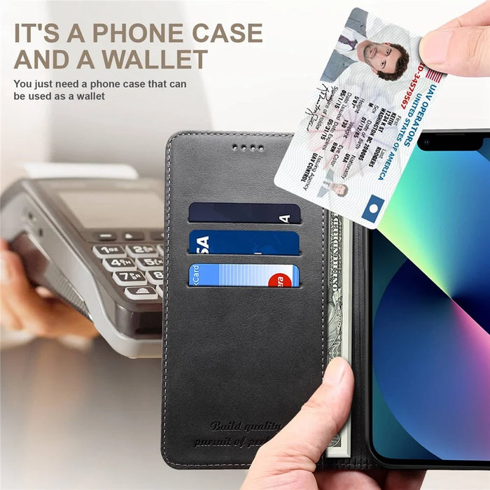 SUTENI Shockproof Case for iPhone 14 Plus PU Leather Phone Case Folding Stand Cell Phone Folio Flip Cover with Wallet - Black - 4