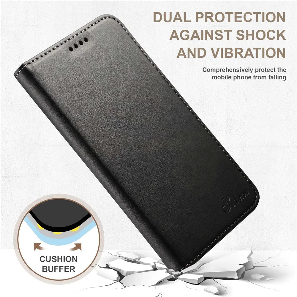 SUTENI Shockproof Case for iPhone 14 Plus PU Leather Phone Case Folding Stand Cell Phone Folio Flip Cover with Wallet - Black - 5
