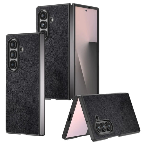 For Samsung Galaxy Z Fold7 5G Case Litchi Texture PU Leather + PC Phone Cover - Black - 1