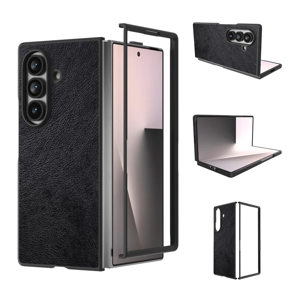 For Samsung Galaxy Z Fold7 5G Case Litchi Texture PU Leather + PC Phone Cover - Black - 2