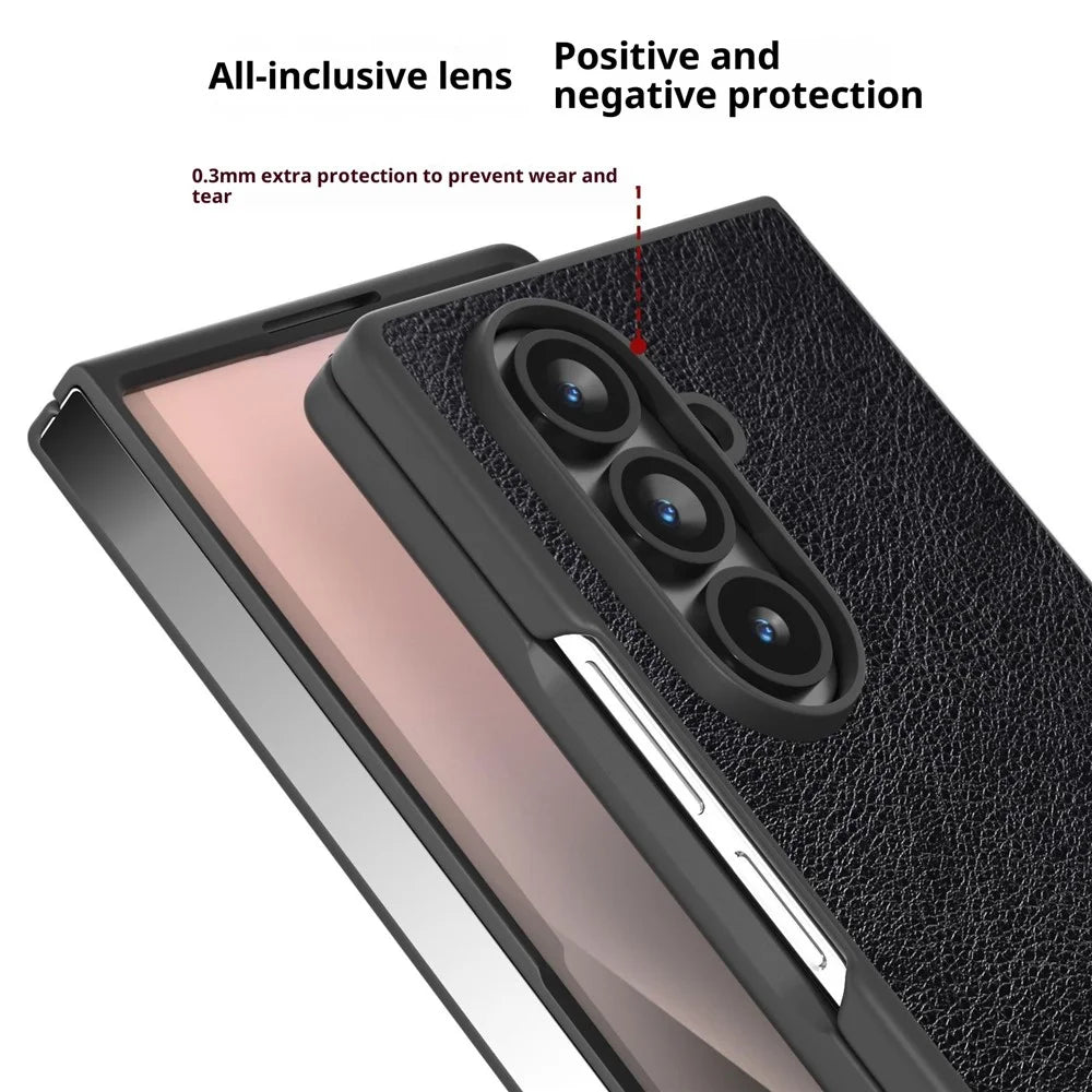 For Samsung Galaxy Z Fold7 5G Case Litchi Texture PU Leather + PC Phone Cover - Black - 4