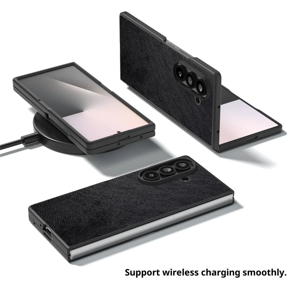 For Samsung Galaxy Z Fold7 5G Case Litchi Texture PU Leather + PC Phone Cover - Black - 5