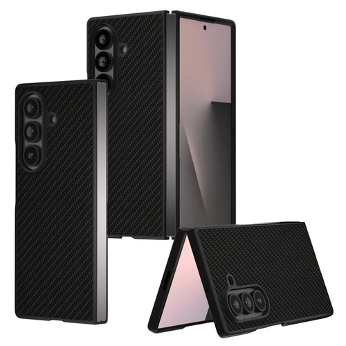 For Samsung Galaxy Z Fold7 5G Case Carbon Fiber Texture PU + PC Phone Cover - Black - 1