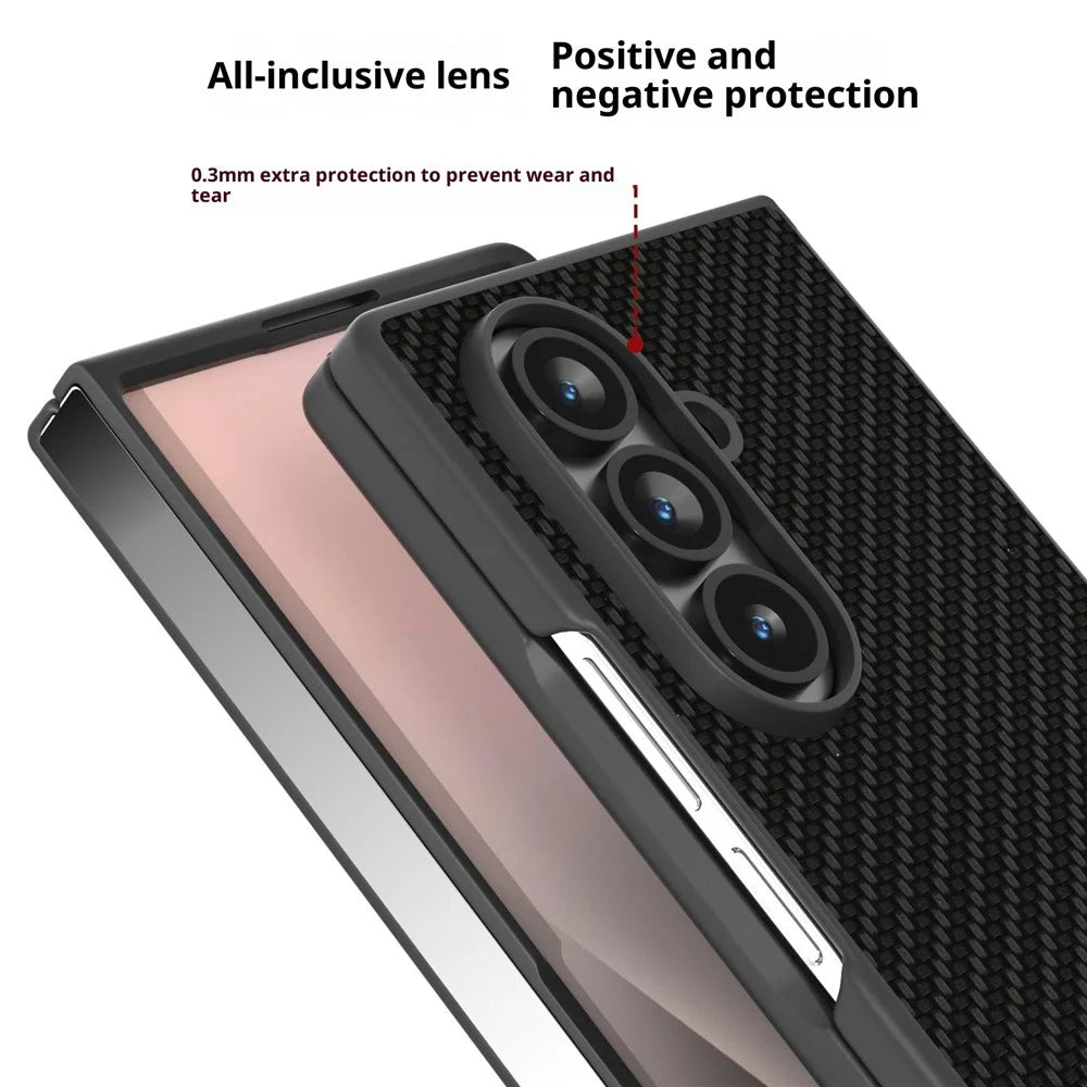 For Samsung Galaxy Z Fold7 5G Case Carbon Fiber Texture PU + PC Phone Cover - Black - 4