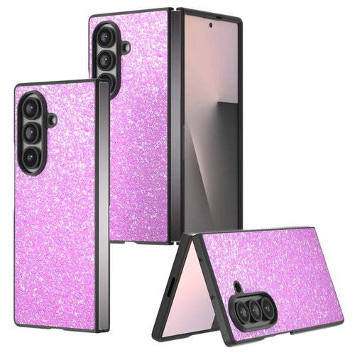 For Samsung Galaxy Z Fold7 5G Case Colored Glitter PU + PC Shockproof Phone Cover - Rose - 1