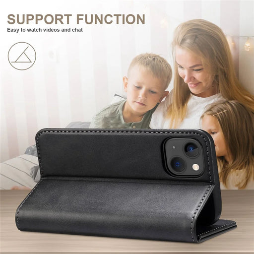 SUTENI Protective Case for iPhone 14 Wallet Phone Case PU Leather Stand Phone Cover Anti-Drop Magnetic Closure Phone Shell - Black - 2