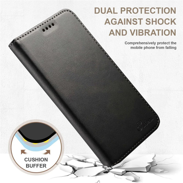 SUTENI Protective Case for iPhone 14 Wallet Phone Case PU Leather Stand Phone Cover Anti-Drop Magnetic Closure Phone Shell - Black - 5