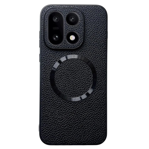 For OnePlus 15 5G Magnetic Case Litchi Texture PU Leather + TPU Phone Back Cover - Black - 1