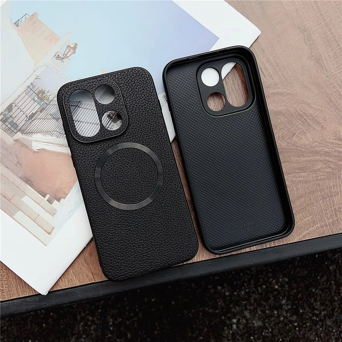 For OnePlus 15 5G Magnetic Case Litchi Texture PU Leather + TPU Phone Back Cover - Black - 3