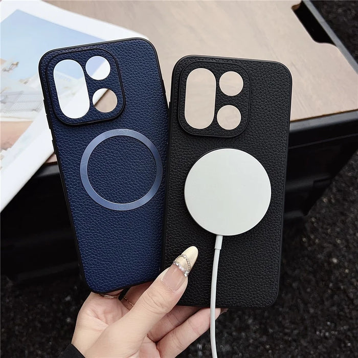 For OnePlus 15 5G Magnetic Case Litchi Texture PU Leather + TPU Phone Back Cover - Black - 4