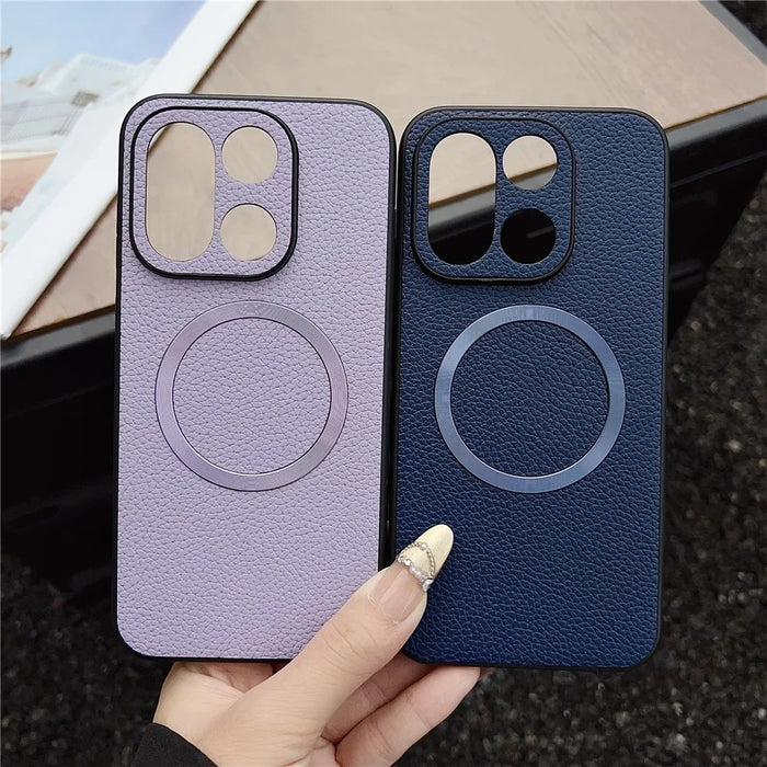 For OnePlus 15 5G Magnetic Case Litchi Texture PU Leather + TPU Phone Back Cover - Black - 5