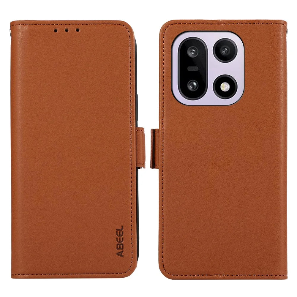 ABEEL For OnePlus 15 5G Case Leather Phone Cover with RFID Blocking Wallet - Brown - 1