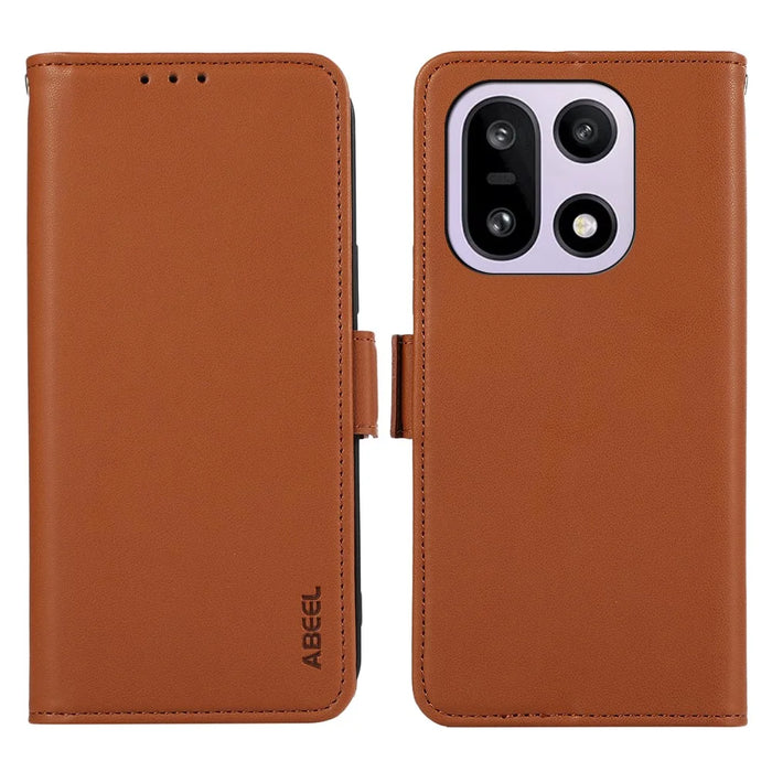 ABEEL For OnePlus 15 5G Case Leather Phone Cover with RFID Blocking Wallet - Brown - 1