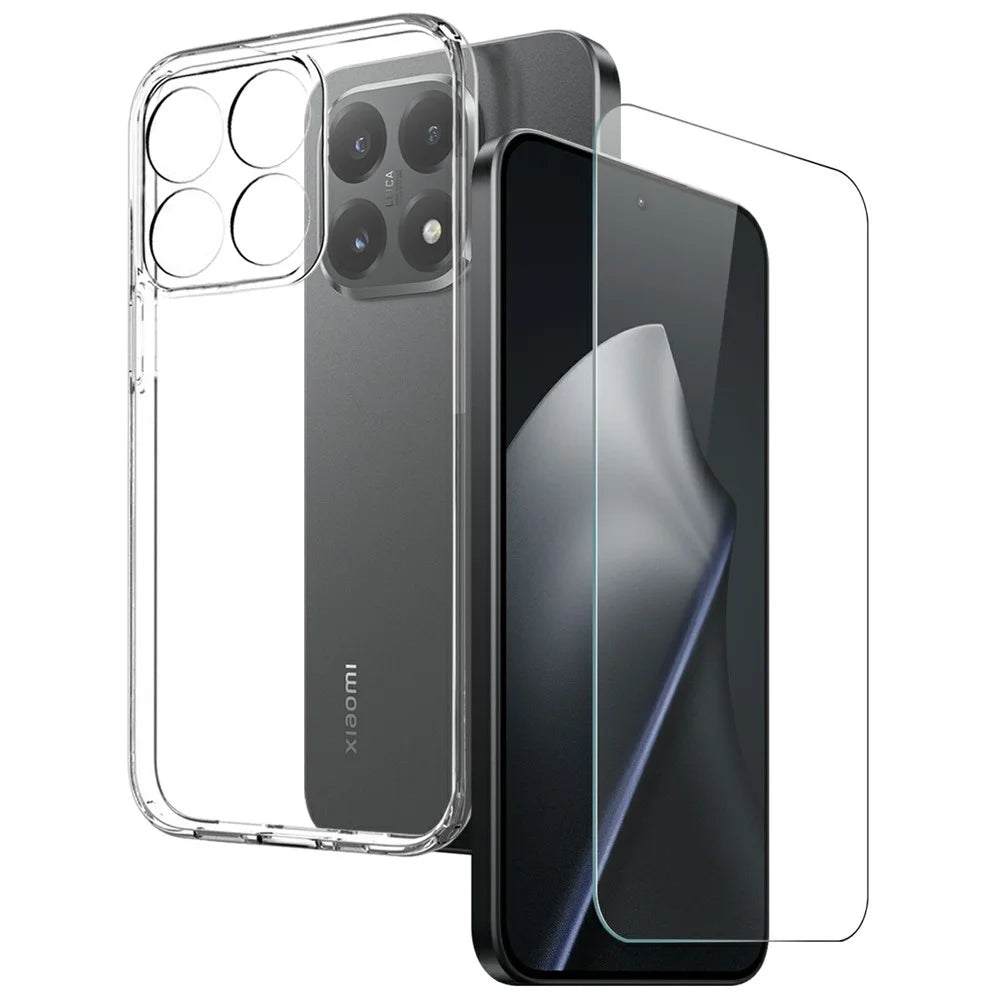 NORTHJO For Xiaomi 15T Case Soft TPU Clear Phone Cover with Tempered Glass Screen Protector - 1