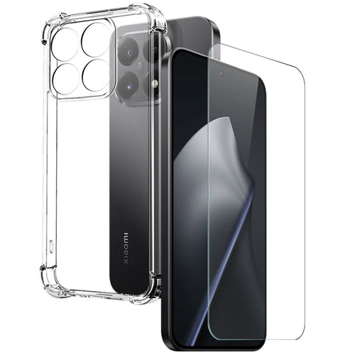 NORTHJO For Xiaomi 15T Pro Case Four Corner Shockproof TPU Clear Phone Cover with Tempered Glass Film - 1