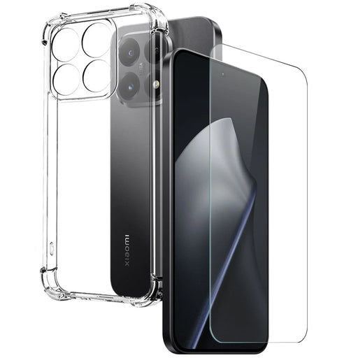 NORTHJO For Xiaomi 15T Pro Case Four Corner Shockproof TPU Clear Phone Cover with Tempered Glass Film - 1