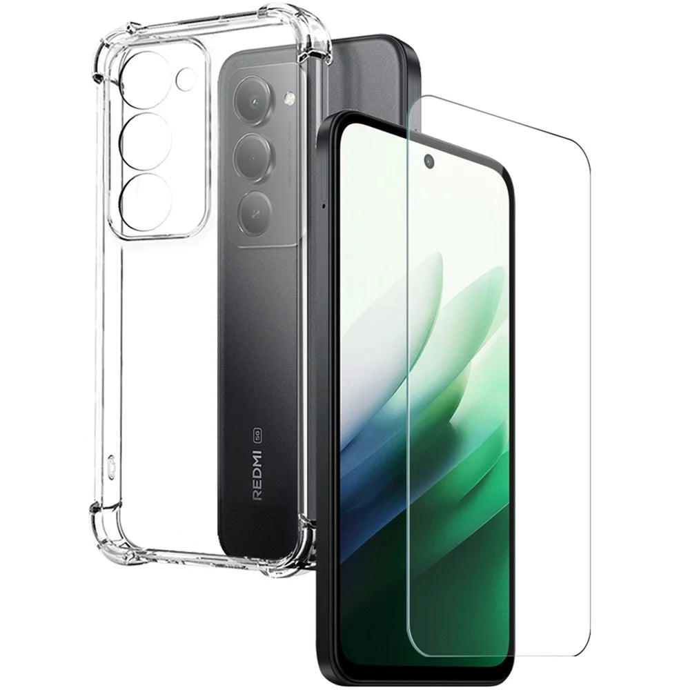 NORTHJO For Xiaomi Redmi 15 5G (Global) (169mm) Case Four Corner Shockproof TPU Clear Phone Cover with Tempered Glass - 1