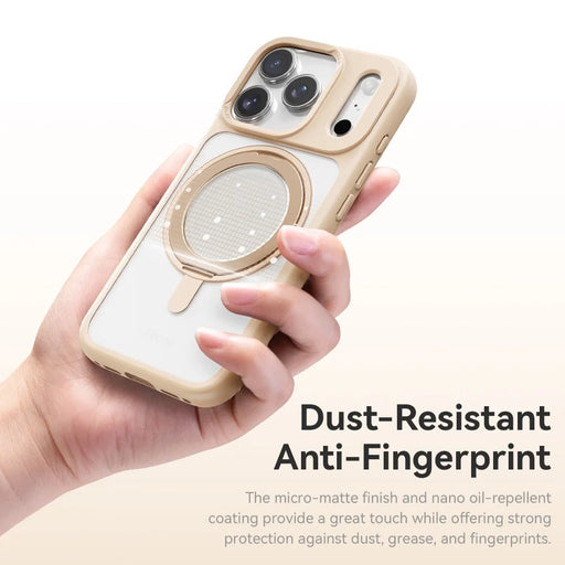 ROCK For iPhone 17 Pro Max Case with Magnetic Rotating Kickstand Skin-Feel PC + TPU Phone Cover - Gold - 2