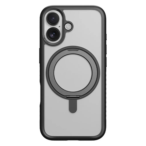 ROCK For iPhone 17 Case with Magnetic Rotating Kickstand Skin-Feel PC + TPU Phone Cover - Black - 1