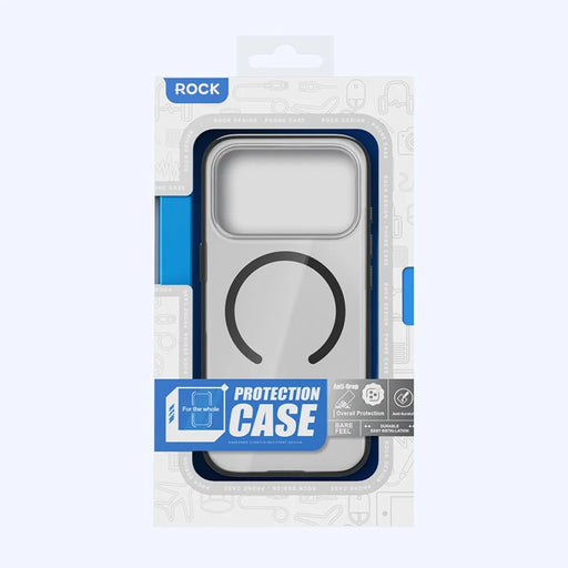 ROCK For iPhone 17 Pro Max Case Compatible with MagSafe PC + TPU Anti-Yellowing Clear Phone Cover - Black - 2