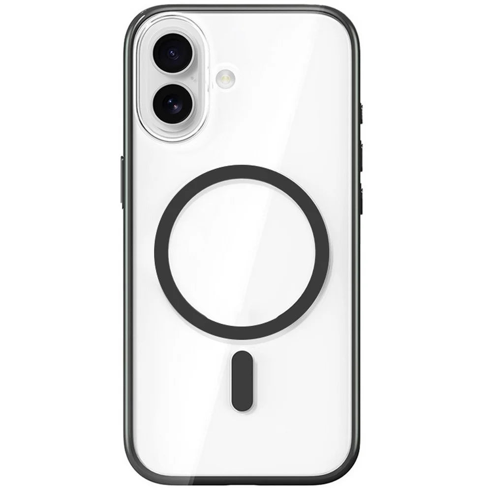 ROCK For iPhone 17 Case Compatible with MagSafe PC + TPU Anti-Yellowing Clear Phone Cover - Black - 1