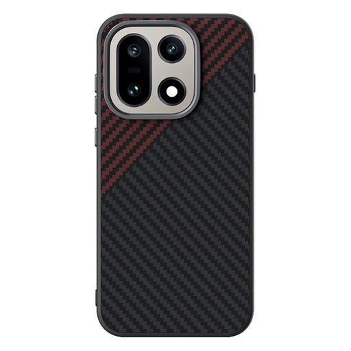 ABEEL For OnePlus 15 5G Magnetic Case Carbon Fiber Texture Back Cover - Black  /  Red - 2