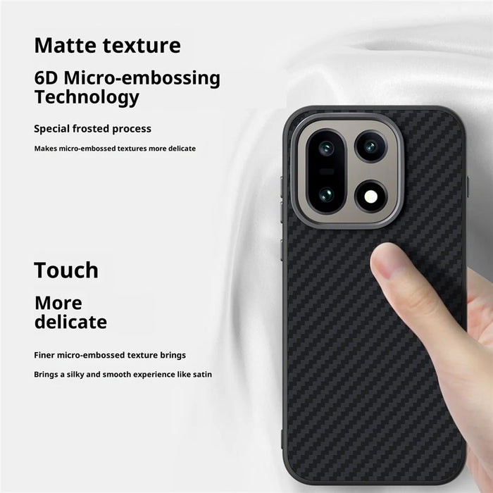 ABEEL For OnePlus 15 5G Magnetic Case Carbon Fiber Texture Back Cover - Black  /  Red - 6