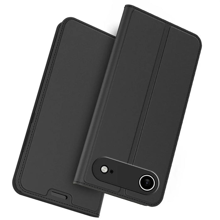 For iPhone Air Case PU Leather Phone Cover with Card Holder Stand - Black - 1